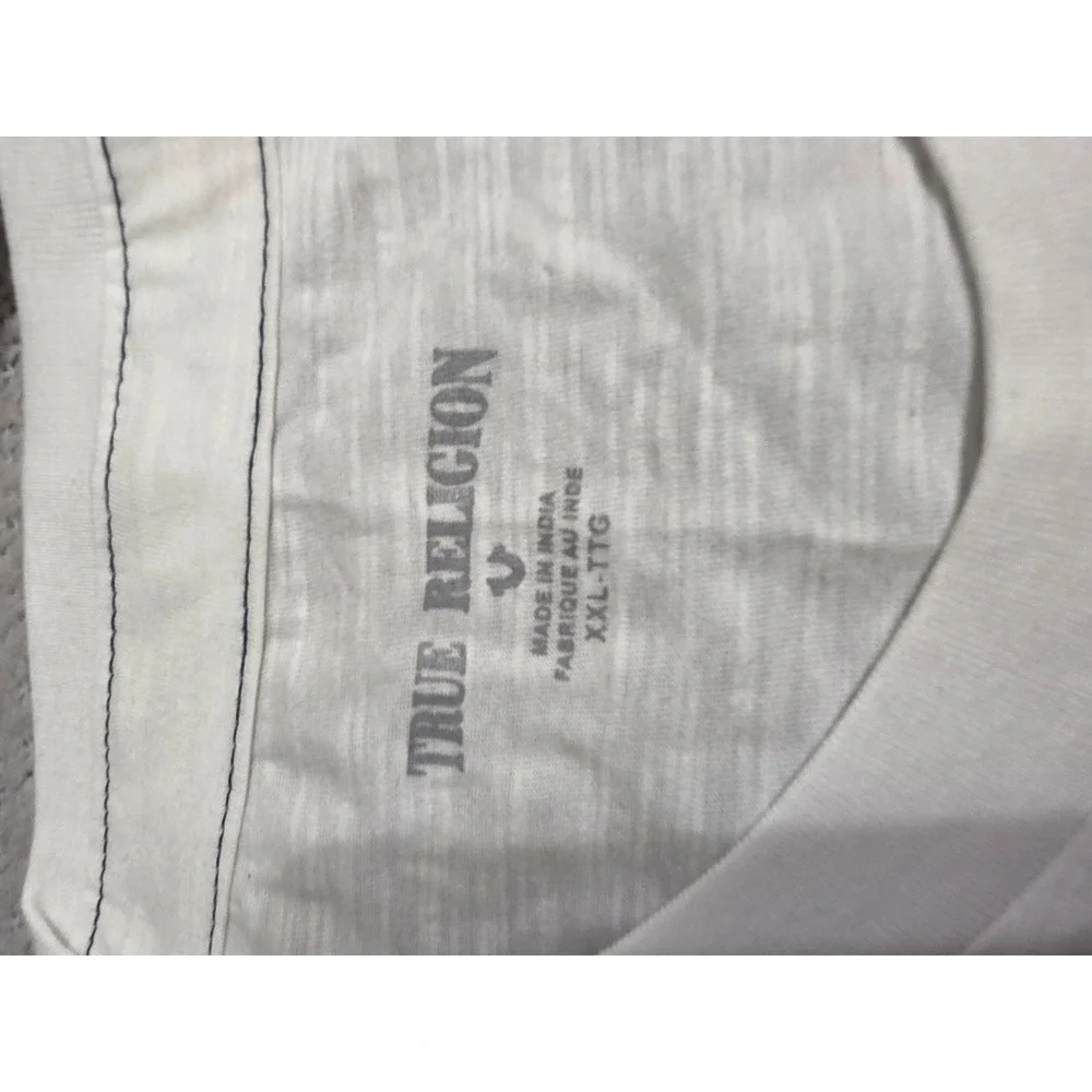 True Religion Mens XXL White Chenille TR Logo Patch Slub Cotton T-Shirt New